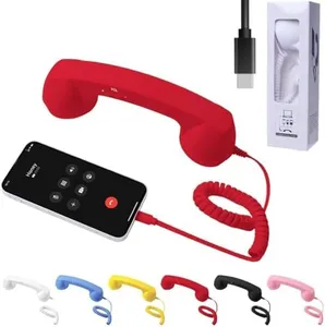 2026 Upgrade Retro Phone Handset, Type-C Retro Telephone Wired Handsets Style Landline Handle Receiver, Classic Wired Plug in Handheld Cell Phone Receiver for All Cell Phones