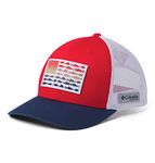 Columbia Unisex PFG Mesh Snap Back Fish Flag Ball Cap, Red Spark/White/Carbon, One Size