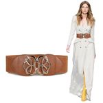 Sunkizzrs® Waist Belt Womens for Dress - Stretchable Belts for Women Stylish - Broad Belts/Fancy Belts/Embellished Belts for Women - Waist Rhinestone Ladies Designer Waistband Belt For Skirt (Camel)