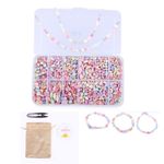 ambitieux Kids' Beading Craft Kit – Create Your Own Bracelets & Necklaces! includes 12 Assorted Bead Colors, 0.7m Elastic, Thread Cutter, & Jute Bag – Perfect for Ages 4+ (2 Shade colorfull Kit)