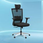 The Sleep Company Stylux Premium Ergonomic Office Chair | Patented SmartGRID seat | SpinePro Lumbar Support | Work, Home, Study | Adjustable Headrest & 4D Armrests | Free Installation| Black