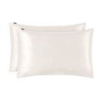 LILYSILK 2 Pack Silk Pillowcase 19 Momme 100% Mulberry Silk for Hair and Skin Charmeuse Silk on Both Sides Envelope Closure Ivory Standard(20x30inch)