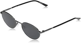 Calvin Klein Men's CK20317S Oval Sunglasses, SATIN GUNMETAL/BLACK, 54-20-145