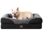 EHEYCIGA Memory Foam Dog Beds Medium Washable, Orthopedic Dog Beds Sofa with Sides and Waterproof Liner, Pet Couch with Washable Removable Cover and Non-Slip Bottom, 76x51x16cm, Charcoal