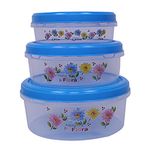 Kuber Industries Plastic 3 Pieces Food Saver Container Set 1000, 2000 and 3000 ML (Blue) -CTLTC12625