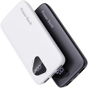 2025 2-Pack 12800mAh Portable Charger with Built in Cables, Travel Essential Battery Pack, 4 Outputs 2 Inputs Slim Power Bank with Cord Wires for iPhone 16/15/14, Samsung Galaxy S23/22, Pixel etc
