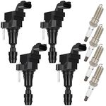 OCPTY 4 ignition coils with 4 iridium Spark Plugs fits C1552 UF491 12638824 Chevy for GMC Pontiac for Saturn Malibu HHR Cobalt Equinox Terrain G6 2.4L 2.2L 2.0L
