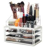 Make Up Organiser for Women Teenagers Acrylic Drawers Makeup Storage 12cm x 24cm x 22cm Clear Bathroom Bedroom Dressing Table Organiser Jewellery Beauty Skincare 4 Tier Cosmetic Storage Box