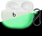 Fintie Silicone Case for New Beats Studio Buds + (2023) / Beats Studio Buds 2021, Shockproof Earbuds Cover with Keychain Carabiner Support Wireless Charging, Green-Glow in The Dark