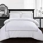 AR Ware King Size Duvet Cover Set - Soft Luxury Bratta Stitch Microfiber Duvet Sets with 2 Pillowcases - Non Iron Bedding Hotel Quality Quilt Cover (White)