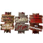 YUET 3 Assorted Halloween Horror Props Party Danger Keep Out Garden Guide Lawn Sign Decorations Yard Trick or Treating Décor Outdoor Corrugate Stake Signs Beware Warning Type 2