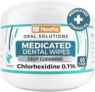 Nootie Medicated Dental Wipes for Dogs, Cleans Teeth and Freshens Breath for Dogs - Prevents Plaque and Tartar Dog Oral Care, 60 Count