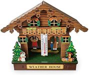 Weather House, House Wood Chalet Barometer Thermometer Hygrometer Forest Weather Wall Hanging Ornaments Home Decoration