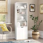 URBNLIVING White 6 Tier Bookshelf With 2 Doors Cupboard