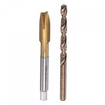 sourcing map M8 x 1.25 Spiral Point Thread Tap and 6.8mm Drill Bit Set, Metric Titanium Plated Cobalt High Speed Steel Machine Screw Thread Tap Threading Tool