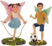 PRETMANNS Fairies for Fairy Garden - Boy Fairies Figurines - Girl and Boy Garden Fairies - Colorful Fairy Garden Fairy Figurines - 2 Active Fairies