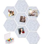 Yoillione Pin Board Hexagon Felt Board Tiles Self Adhesive Notice Board for Home and Office, Grey Bulletin Board Sticky DIY Memo Boards for Wall Decorative with 20 Push Pins