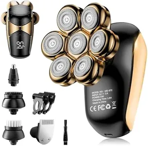 SHPAVVER Head Shavers for Bald Men: 5-in-1 Upgraded Electric Razor - IPX7 Waterproof Shaving Grooming Kit for Balder - Turbo Speed & Precision Blades (Gold Black)