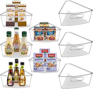 JEISSLIA Lazy Susan Cabinet Organizer Bins for 26"/ 28"/ 32" Diameter Corner Organizer, Plastic Cabinet Storage Bin, 1/8 Wedge - Food Safe, BPA Free, with Non-Slip Pads (for 28" Diameter, 8 Pack)