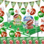 212 PCS Football Party Decorations Serve 24 Football Party Supplies Kit - Dinner Plates Touchdown Tablecloth Tableware Napkins Cups Banner Balloons for Football Birthday Decorations Theme Gameday