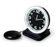 Deaf Alarm Clock with 80dB Loud Alarm, Analogue Display, Flashing Light and Vibrating Pad - The Geemarc WAKE 'N' SHAKE Vintage for Heavy Sleepers and Hard of Hearing - USB Charging Port - UK Version