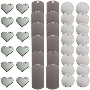 Zoom Precision Metal Stamping Blanks for Engraving or Stamping: Metal Heart Blanks, Dog Tag Blanks, and Circle Tags by - 40 Pcs