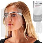 TCP Global Salon World Safety Face Shields with All Clear Gl Frames (Pack of 25) - Ultra Clear Protective Full Face Shields to Protect Eyes, Nose, Mouth - Anti-Fog PET Plastic, Goggles