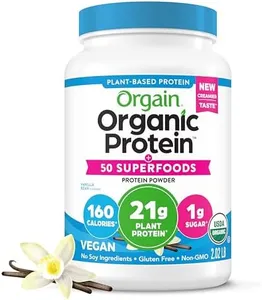 Orgain Organic Protein + Superfoods Powder, Vanilla Bean - 21g of Protein, Vegan, Plant Based, 5g of Fiber, No Dairy, Gluten, Soy or Added Sugar, Non-GMO, 2.02lb