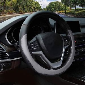 Valleycomfy Microfiber Leather Steering Wheel Cover Large-Size for F150 F250 F350 Ram 4Runner Tacoma Tundra Range Rover Model S X with 15 1/2 inches-16 inches Outer Diameter-Gray