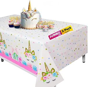 Extra-Large 2 Packs Unicorn Tablecloth, Unicorn Table Cloth for Birthday Party, 108”x54” Disposable Table Cover, Ideal Party Supplies for Unicorn Themed Baby Shower and Birthday Decoration for Girls