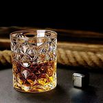 TIENER Fashioned Whiskey Glass - Heavy Base Rocks Barware Glasses for Scotch, Mixed Drinks, Wine, Bourbon, Juice, Water and Cocktail Drinks 300 Ml Set of 6 (FLOWER WHISKEY)