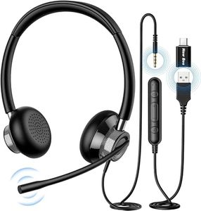New bee Cuffie con Microfono, Cuffie con Filo PC, Cuffie Stereo da 3.5 mm Tipo C USB Auricolari per Telefono Headset Business per Computer Pad Smartphone(1 pezzo)