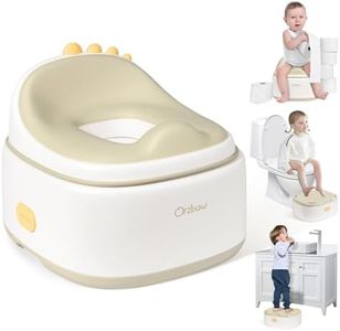 Orzbow 3-in-1 Potty Training Toilet, Detachable Baby Potty, As Toddler Toilet Seat, Chair, Step Stool for Boys & Girls 18+ Months, Potty Training Seat with Splash Guard, Lid, Easy Clean, Khaki