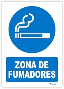Seribas Señal Zona de Fumadores, Cartel de PVC 0,7 mm A4 21 x 30 cm Tinta y Material Resistente Interiores y Exteriores