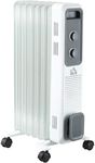 HOMCOM 1500W Oil Filled Radiator, 7 Fin, Portable Electric Heater with 3 Heat Settings, Safety Cut-Off and Wheels, White