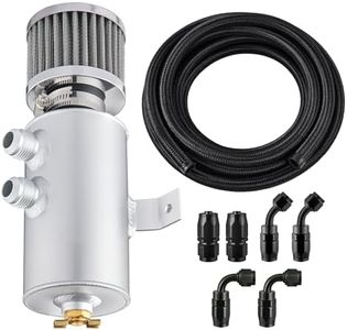 EVIL ENERGY 10AN Oil Catch Can, 750ml Breather Tank with AN10 Fuel Line Kit Nylon Braided CPE 10FT, 2 Port Oil Separator Catch Can Universal