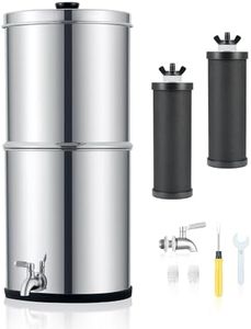 CO-Z Gravity-Fed Water Filter System, 2.25 Gallons Countertop Water Filtration System, 304 Stainless Steel Gravity Water Purifier with 2 Carbon Filters & Water Spigot, NSF/ANSI 42 Certification