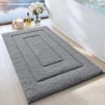 DEXI Bath Mat 40 x 60 cm, Extra Soft Absorbent Microfiber, Non-Slip Bathroom Mats, Machine Washable Rugs for Shower Floor, Grey
