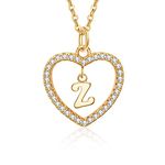 HolyFast Charm Necklace Message Card One in A Million Letter Z Necklace Initial Necklace Heart Love Necklace CZ Cubic Zirconia Pendant Love Necklace Woman Jewelry