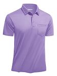 TACVASEN Men's T Shirts with Pockets Polo Shirt Men Polo Shirts for Men Dry Fit Men Shirts Short Sleeve Mens Dress Golf Shirt Purple,2XL