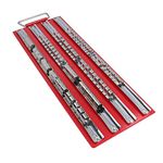 AB Tools 80pc Socket Storage Holder Tray Rack Rail for 1/4" 3/8” or 1/2" Drive Sockets