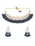 ZAVERI PEARLS Dark Peacock Green Beads Austrian Diamonds Stones Choker Necklace & Earring Set For Women-ZPFK18026