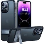 TORRAS MarsClimber iPhone 14 Pro Max Case 6.7 inch,[8X Armor-Level Protection] [Invisible Stand] Translucent Kickstand Phone Cases for iPhone 14 Pro Max Case,Mystic Black