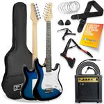 3rd Avenue XF 3/4 Size Electric Guitar Ultimate Kit with 10W Amp, Cable, Stand, Gig Bag, Strap, Spare Strings, Picks, Capo – Blue