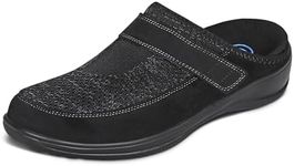 Orthofeet Women's Orthopedic Black Stretch Knit Louise Slippers, Size 9 Wide