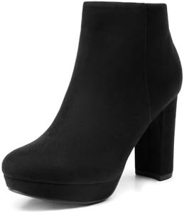 DREAM PAIRS Women's High Heel Ankle Boots Chunky Platform Booties,Size 7,Black,Stomp