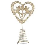 ABOOFAN Heart Shaped Christmas Tree Topper with Cupid Angel Ornament Iron Metal Gold Glitter Christmas Star Treetop for Christmas Valentines Day Wedding Party Decoration (Golden)