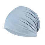 YOFASEN Slouchy Beanie Hat - Chemo Cancer Cotton Head Hat Sleep Cap Turban Headwear Stretch Muslim Headscarf for Women Men, Light Grey, One Size