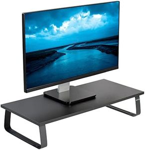 VIVO Black Wood 24 Inch Wide Desktop Stand, Ergonomic Monitor, Keyboard, Laptop, Small Tv Riser and Desk Tabletop Organizer (Stand-V000D)