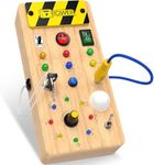 Montessori Busy Board ab 1 year Activity board toy Baby Sensory Learning Toy LED Wooden Toy Light Switch Toy Motor Skills Toy Birthday Gift for Boys and Girls 3 4 5 6+ years